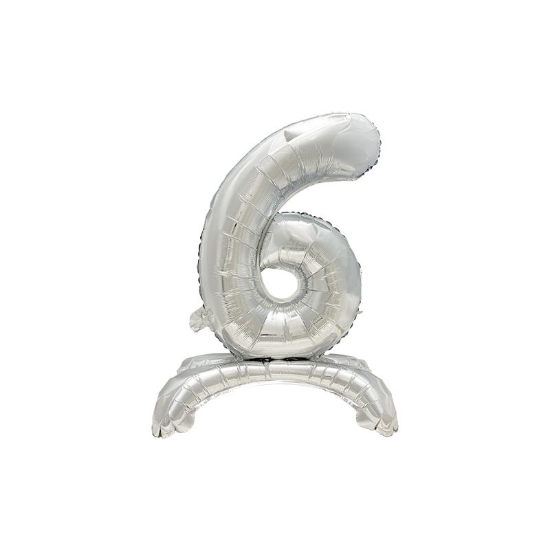 Folienluftballon 73 cm silber "6" stehend - Bild 1 Folienluftballon 73 cm silber "6" stehend - Bild 1