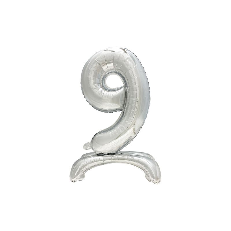 Folienluftballon 73 cm silber "9" stehend - Bild 1 Folienluftballon 73 cm silber "9" stehend - Bild 1
