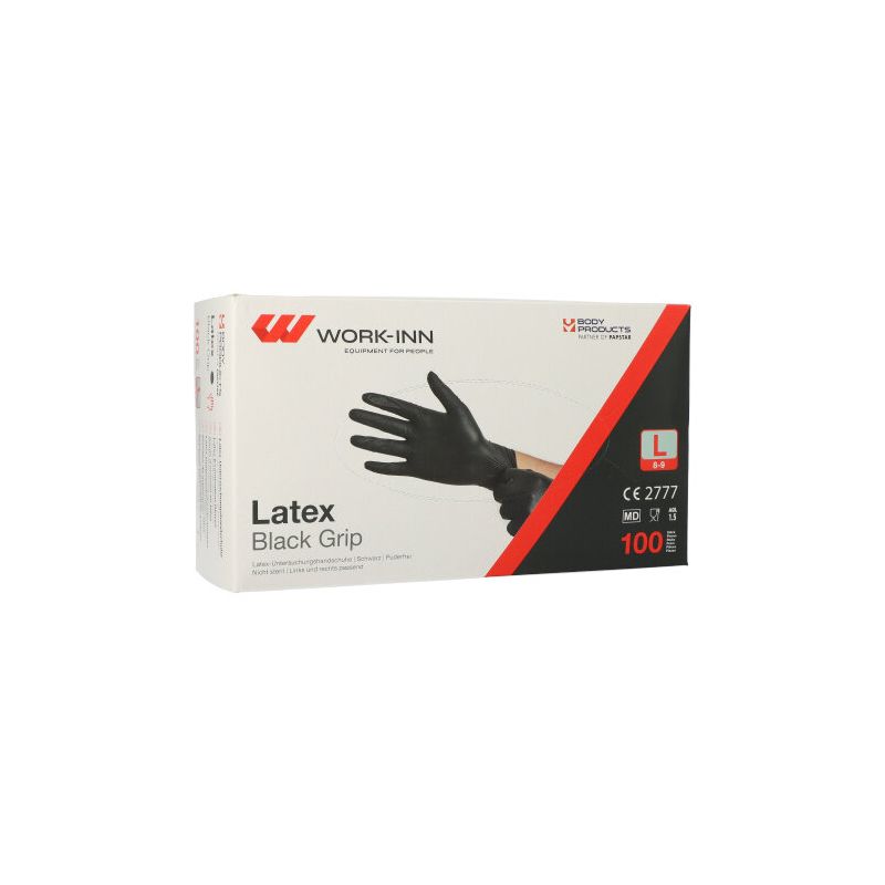 Latex-Handschuhe, puderfrei "Black Grip" schwarz Größe L - Bild 1