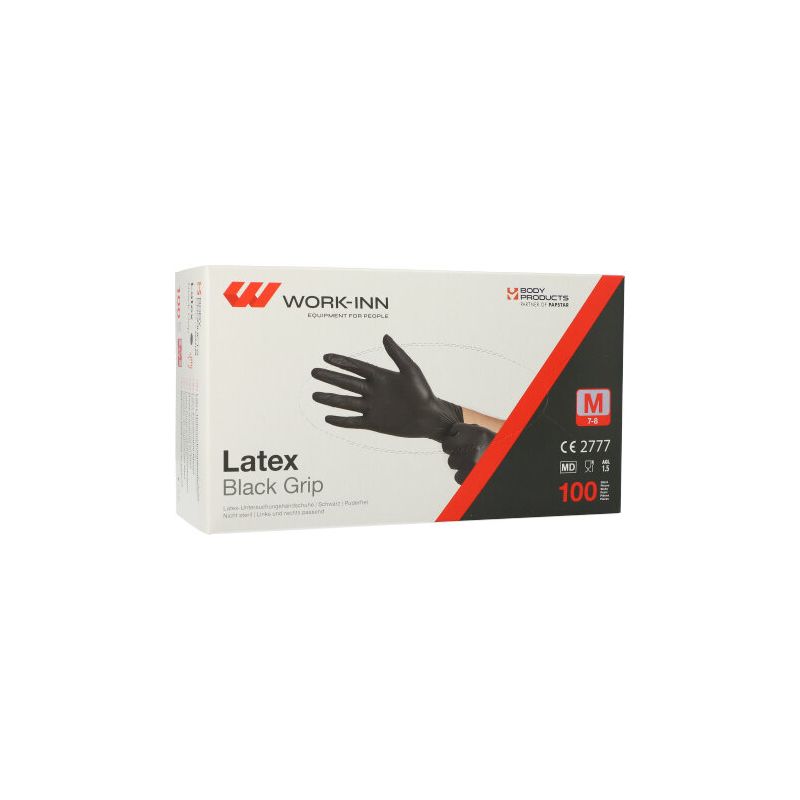 Latex-Handschuhe, puderfrei "Black Grip" schwarz Größe M - Bild 1