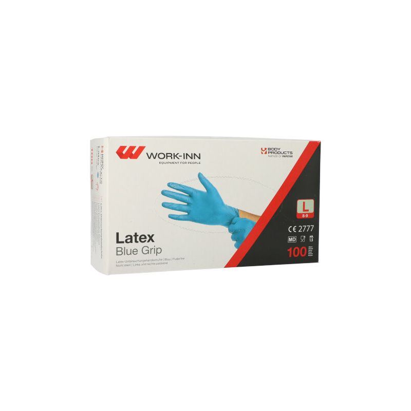 Latex-Handschuhe, puderfrei blau "Blue Grip" Größe L - Bild 1