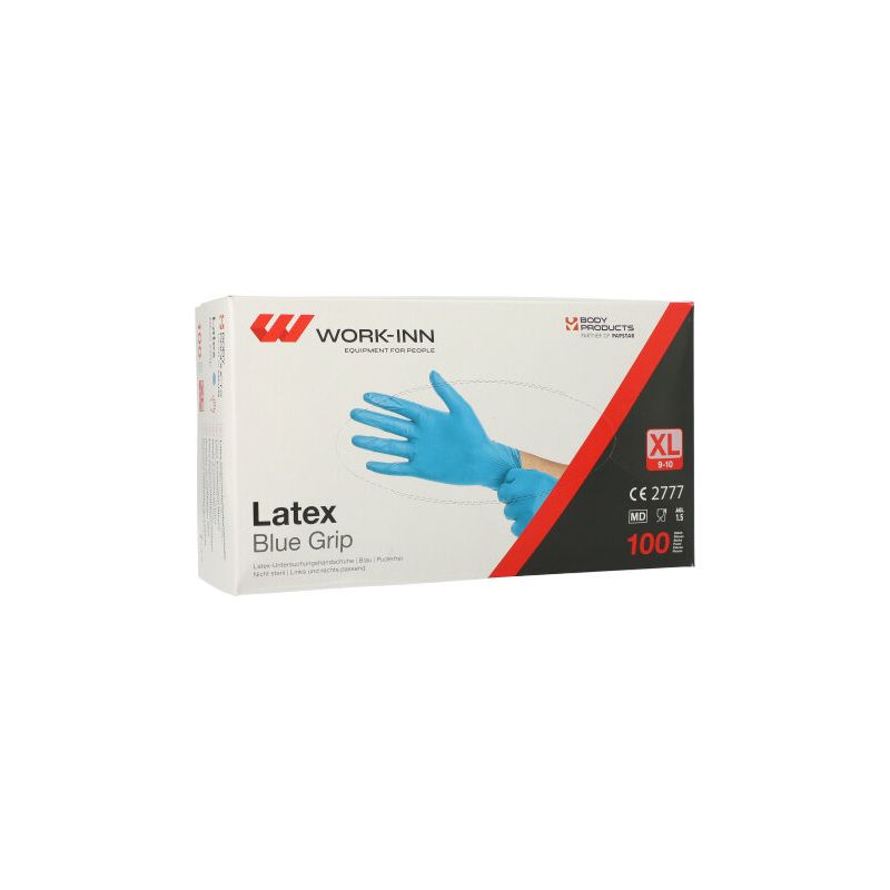 Latex-Handschuhe, puderfrei blau "Blue Grip" Größe XL - Bild 1