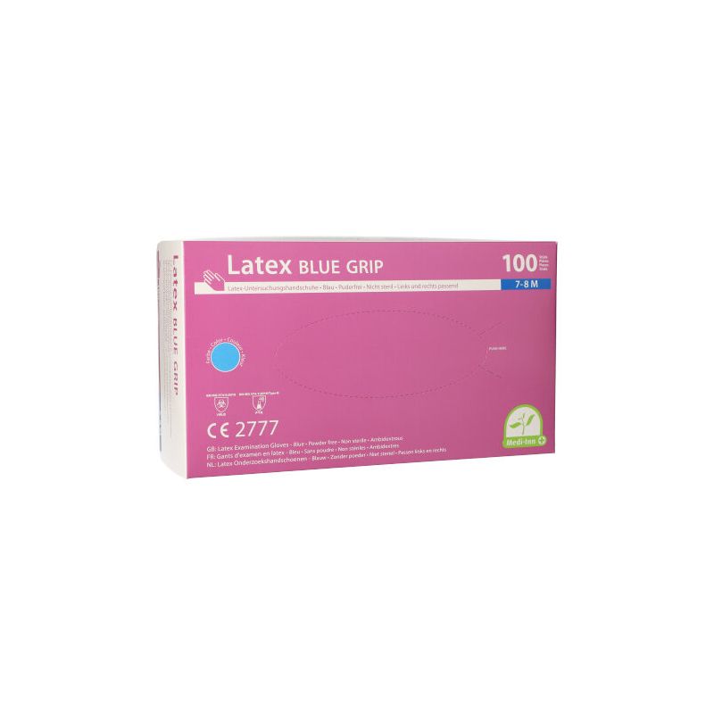 Latexhandschuhe, puderfrei, blau, Größe M, "Medi-Inn®", "Blue Grip" - Bild 1