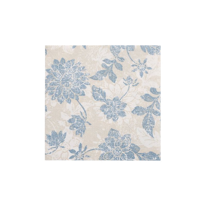 Servietten "ROYAL Collection" 1/4-Falz 40 x 40 cm arktikblau "Flowers" - Bild 1