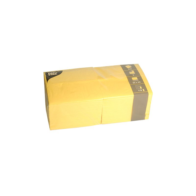 Servietten, gelb 3-lagig 1/8-Falz 33 x 33 cm - Bild 1 Servietten, gelb 3-lagig 1/8-Falz 33 x 33 cm - Bild 1