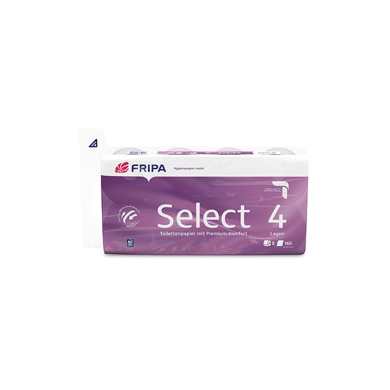 Toilettenpapier 4-lagig, "Select" hochweiß, 160 Blatt pro Rolle - Bild 1