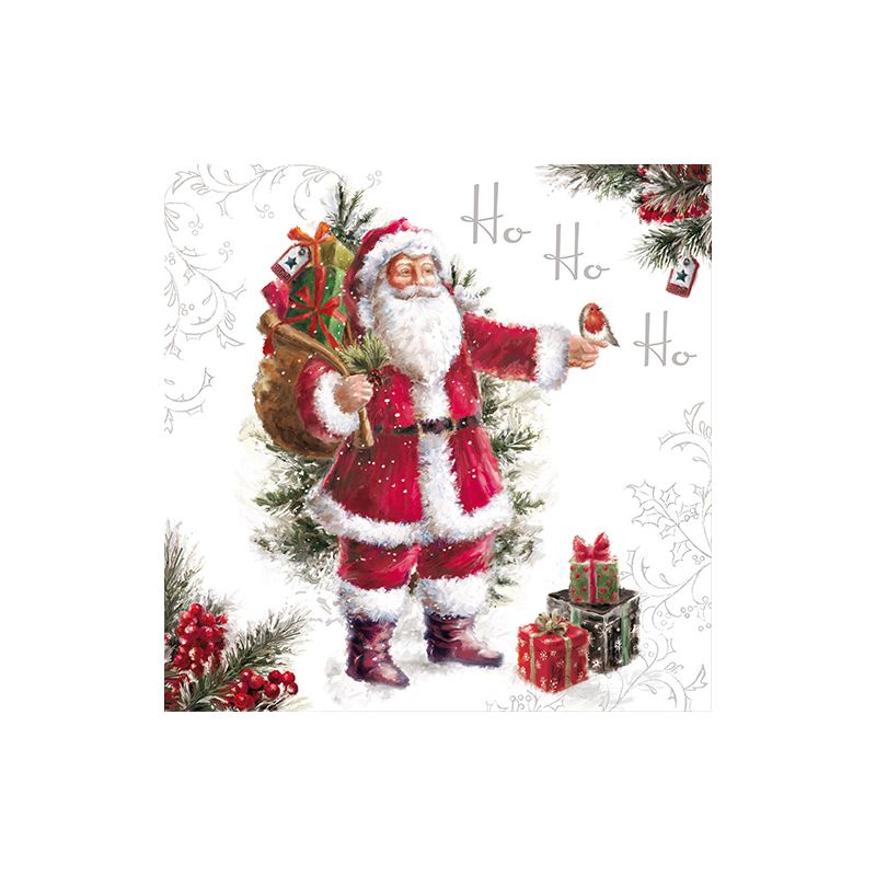 Weihnachtsservietten, 3-lagig 1/4-Falz 33 x 33 cm "HoHoHo" - Bild 1 Weihnachtsservietten, 3-lagig 1/4-Falz 33 x 33 cm "HoHoHo" - Bild 1