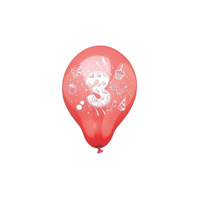 Zahlenluftballons Ø 25 cm farbig sortiert "3" - Bild 1 Zahlenluftballons Ø 25 cm farbig sortiert "3" - Bild 1