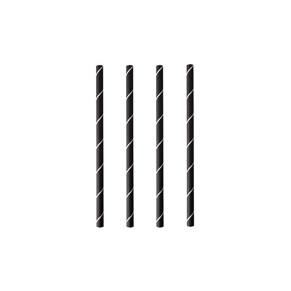Cocktail Papierstrohhalme "pure" Ø 7 mm · 15 cm schwarz/weiss "Stripes" - Bild 1