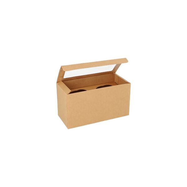 Cup-Cake Kartons eckig 10 cm x 18,5 cm x 8,5 cm mit Sichtfenster aus PLA - Bild 1