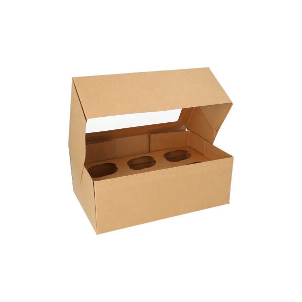 Cup-Cake Kartons eckig 10 cm x 27 cm x 17,5 cm mit Sichtfenster aus PLA - Bild 1