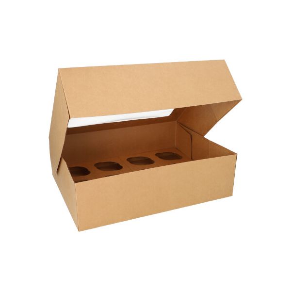 Cup-Cake Kartons eckig 10 cm x 35 cm x 27 cm mit Sichtfenster aus PLA - Bild 1