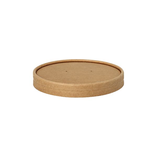 Deckel für Suppenbecher "To Go", Pappe rund Ø 11,5 cm · 1,6 cm braun - Bild 1