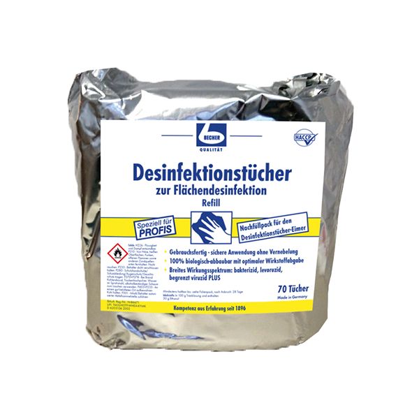 "Dr. Becher" Desinfektionstücher 29 x 30 cm weiss zur Flächendesinfektion im Nachfüllpack - Bild 1