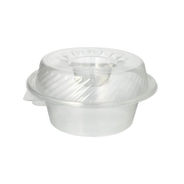 Feinkost- und Salatschalen mit Klappdeckel PP rund 1400 ml 11,4 cm x 22 cm x 21,5 cm transparent mit Dipfach - Bild 1