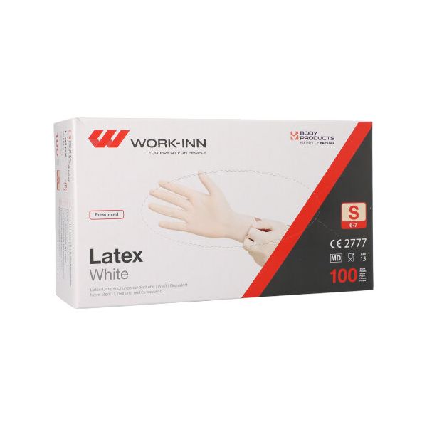 Latex-Handschuhe, gepudert "White" weiss - natur Größe S - Bild 1