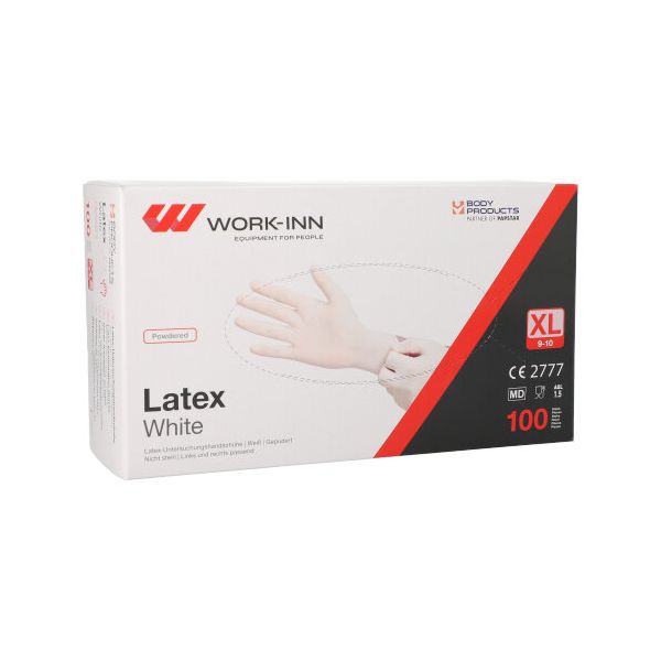 Latex-Handschuhe, gepudert "White" weiss - natur Größe XL - Bild 1