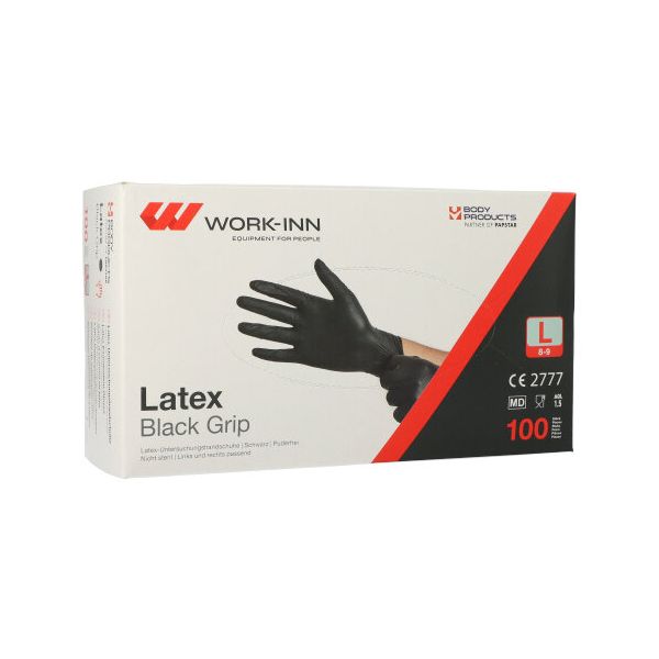 Latex-Handschuhe, puderfrei "Black Grip" schwarz Größe L - Bild 1