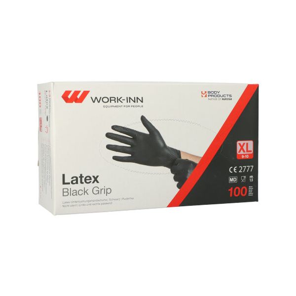 Latex-Handschuhe, puderfrei "Black Grip" schwarz Größe XL - Bild 1
