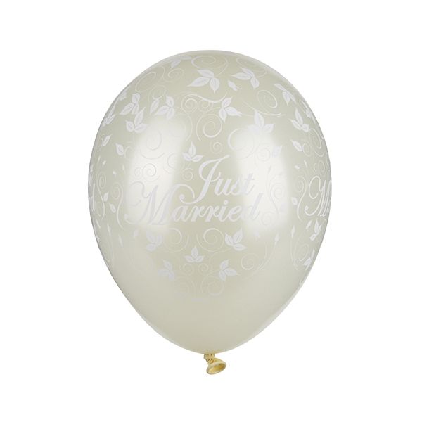 Luftballons für Hochzeit Ø 29 cm elfenbein "Just Married" metallic - Bild 1