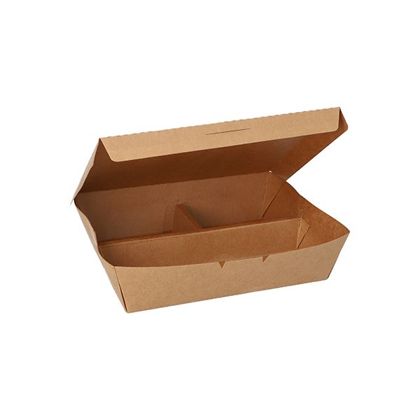 Lunchboxen aus Pappe, 3-geteilt, gesamt 600 ml, 5 cm x 17,2 x 21 cm  - Bild 1