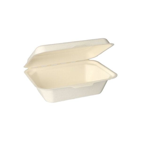 Menüboxen aus Zuckerrohr "pure" ungeteilt 18 x 12,5 cm weiss - Bild 1