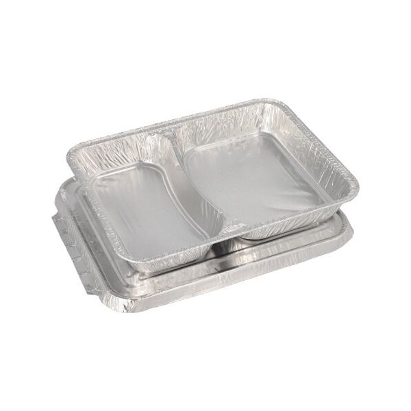 Menüschalen + Deckel, Alu 2-geteilt 830 ml 3 x 17,7 x 22,5 cm - Bild 1