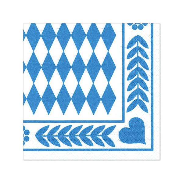 Motiv-Servietten, 3-lagig 1/4-Falz 33 x 33 cm "Bayrisch Blau" - Bild 1