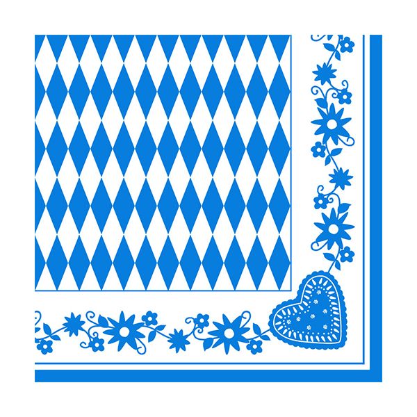 Motiv-Servietten, 3-lagig 1/4-Falz 40 x 40 cm "Bayrisch Blau" - Bild 1
