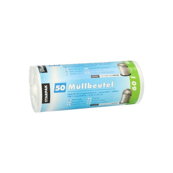 Müllbeutel 60 l, weiss, H 81 x B 63 cm - Bild 1