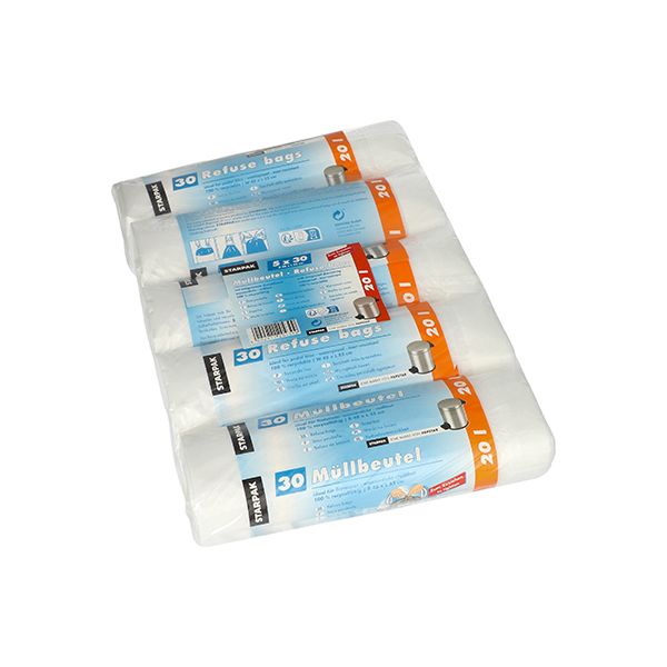 Müllbeutel zum Zuziehen, 20 l, transparent, H 55 x B 48 cm - Bild 1