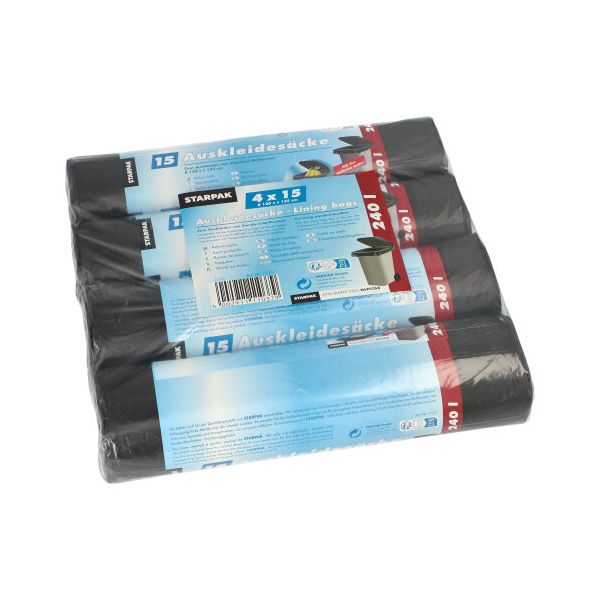 Mülltonnen Innensäcke, 240 l, schwarz, H 135 x B 120 cm - Bild 1