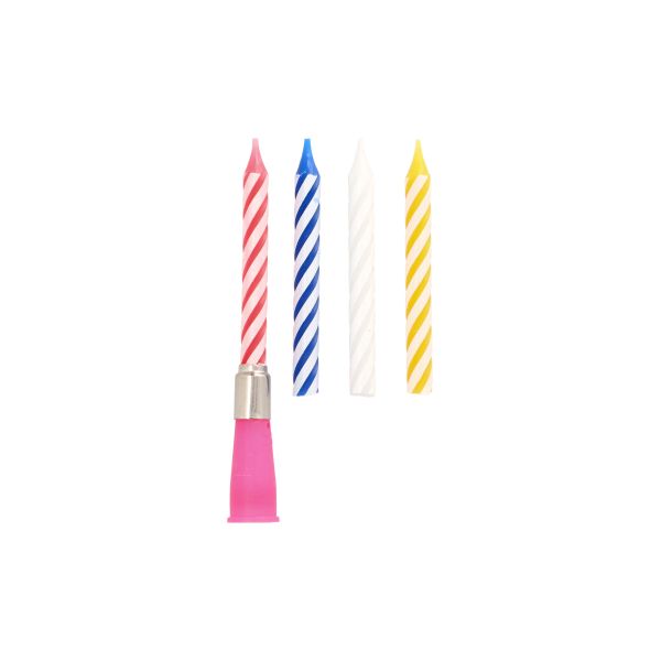 Musikkerze 12 cm farbig sortiert "Happy Birthday" mit 3 Ersatzkerzen - Bild 1
