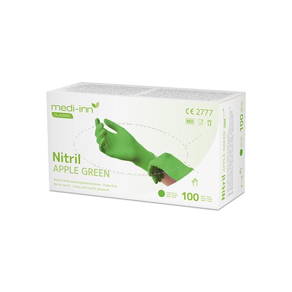 "Medi-Inn® Classic" Handschuhe, Nitril puderfrei apfelgrün "Nitril Apple Green" Größe L - Bild 1