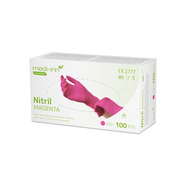 "Medi-Inn® Classic" Handschuhe, Nitril puderfrei magenta "Nitril Magenta" Größe L - Bild 1
