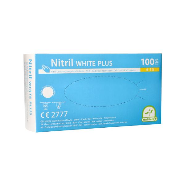 Nitrilhandschuhe, puderfrei, weiss , Größe S, "Medi-Inn®" "White Plus"
 - Bild 1