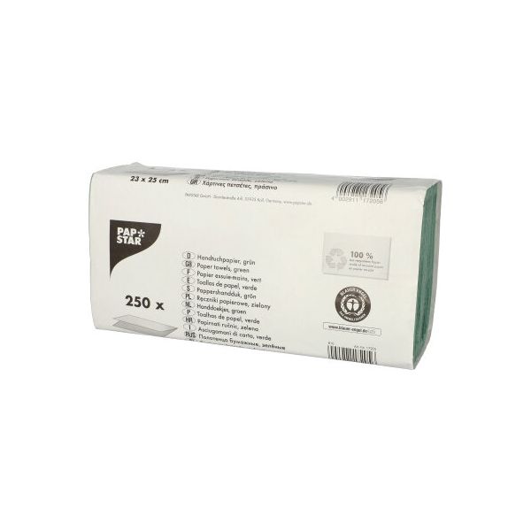 Papierhandtücher 23 x 25 cm grün Zick Zack, V-Falz, 1-lagig - Bild 1
