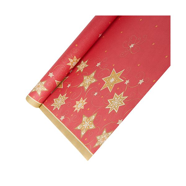 Papiertischdecke für Weihnachten, rot 6 x 1,2 m "Just Stars" - Bild 1
