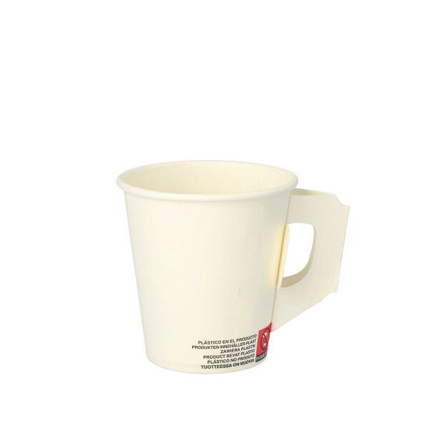 Pappbecher mit Henkel, 0,18 l Ø 7,3 cm · 7,8 cm weiss - Bild 1