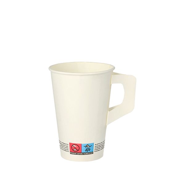 Pappbecher mit Henkel 0,2 l, Ø 7 cm · 9,7 cm weiss - Bild 1