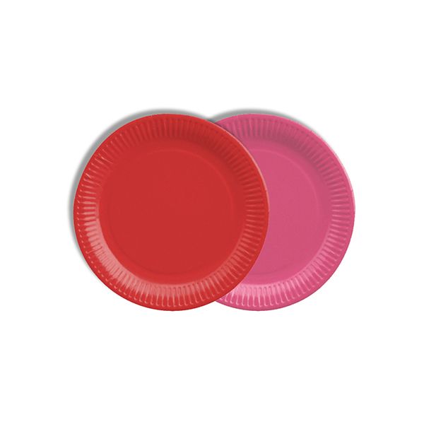 Pappteller rund Ø 18 cm farbig sortiert - rot/fuchsia - Bild 1