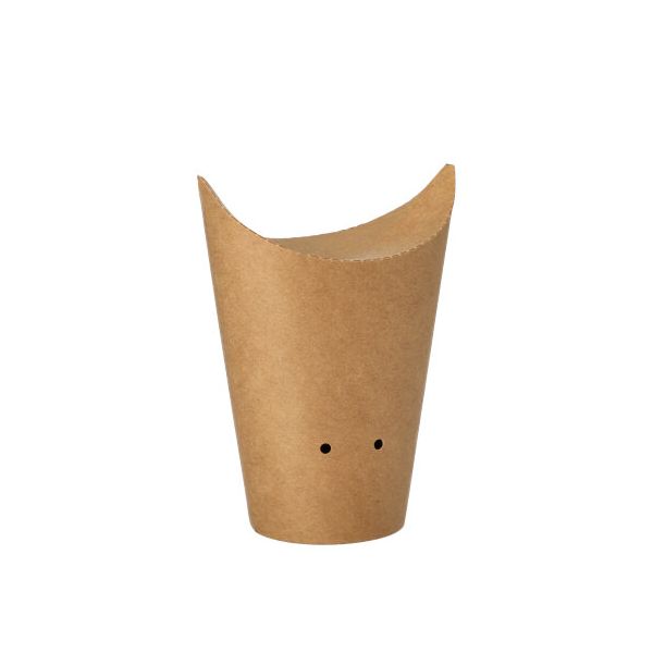 Pommes-Schütte, Pappe rund Ø 8,5 cm · 14 cm braun, klein - Bild 1