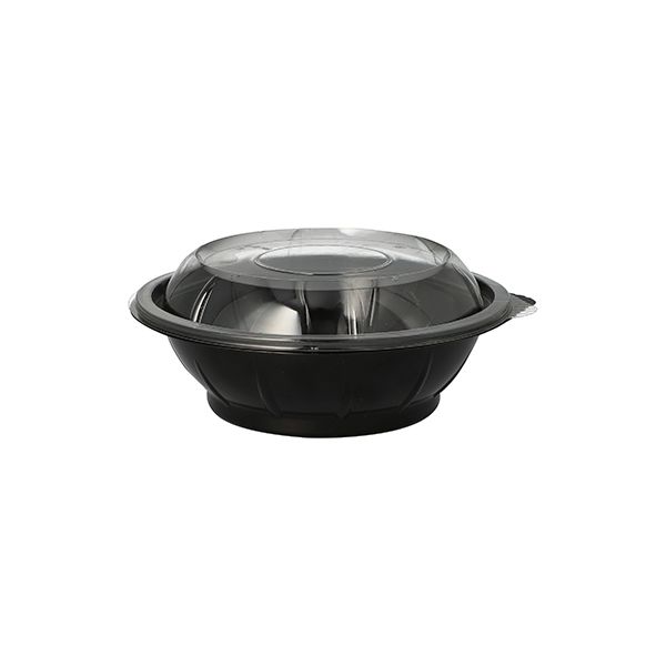 Salatschalen, PET 600 ml Ø 16,6 cm · 5,9 cm schwarz "Snap It" mit Deckel PET glasklar - Bild 1