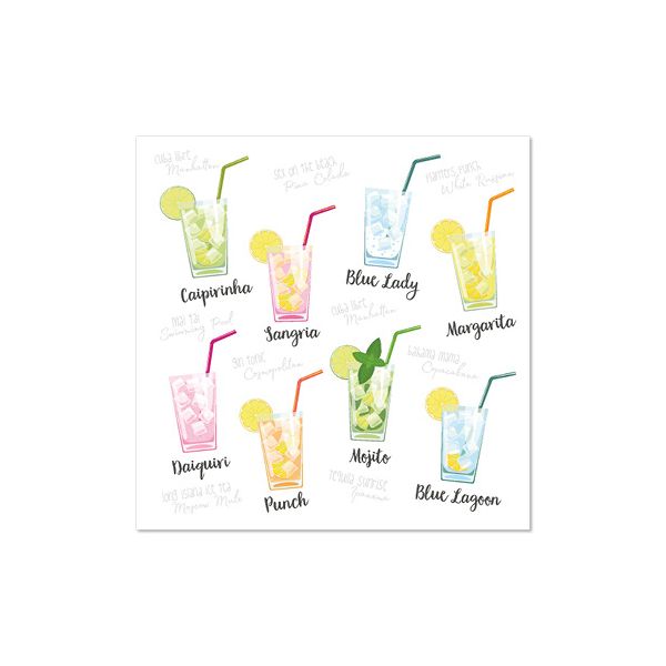 Servietten, 3-lagig 1/4-Falz 25 x 25 cm farbig "Cocktail" - Bild 1