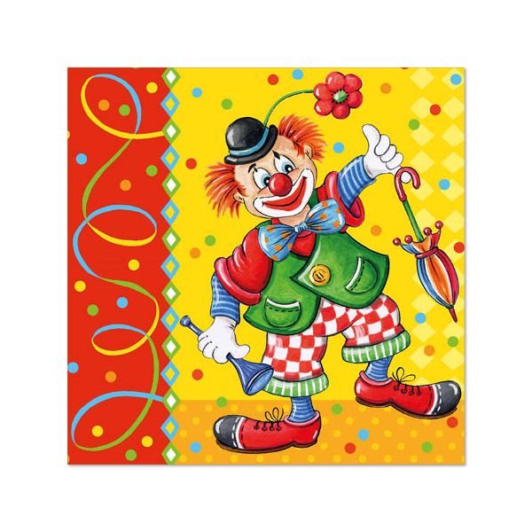 Servietten, 3-lagig 1/4-Falz 33 x 33 cm "Clown" - Bild 1
