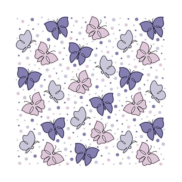 Servietten, 3-lagig 1/4-Falz 33 x 33 cm lila "Papillons" - Bild 1