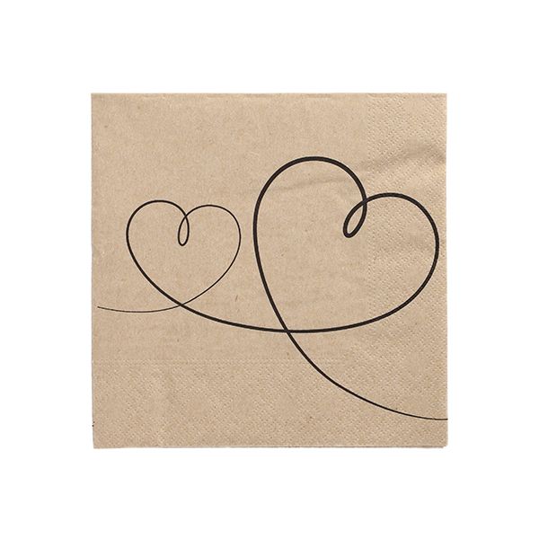 Servietten, 3-lagig 1/4-Falz 33 x 33 cm natur "Love" aus recyceltem Papier - Bild 1