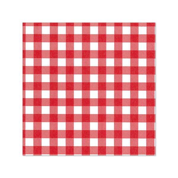 Servietten, rot 3-lagig 1/4-Falz 33 x 33 cm "Vichy Karo" - Bild 1