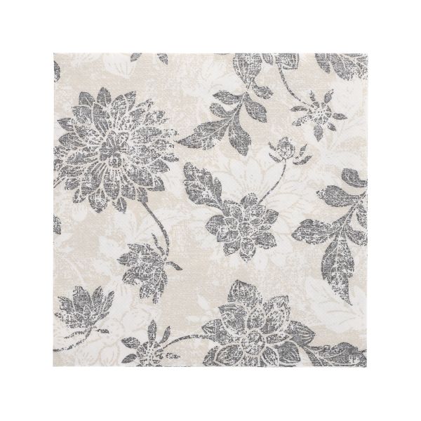 Servietten "ROYAL Collection" 1/4-Falz 40 x 40 cm anthrazit "Flowers" - Bild 1