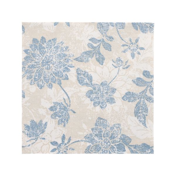 Servietten "ROYAL Collection" 1/4-Falz 40 x 40 cm arktikblau "Flowers" - Bild 1